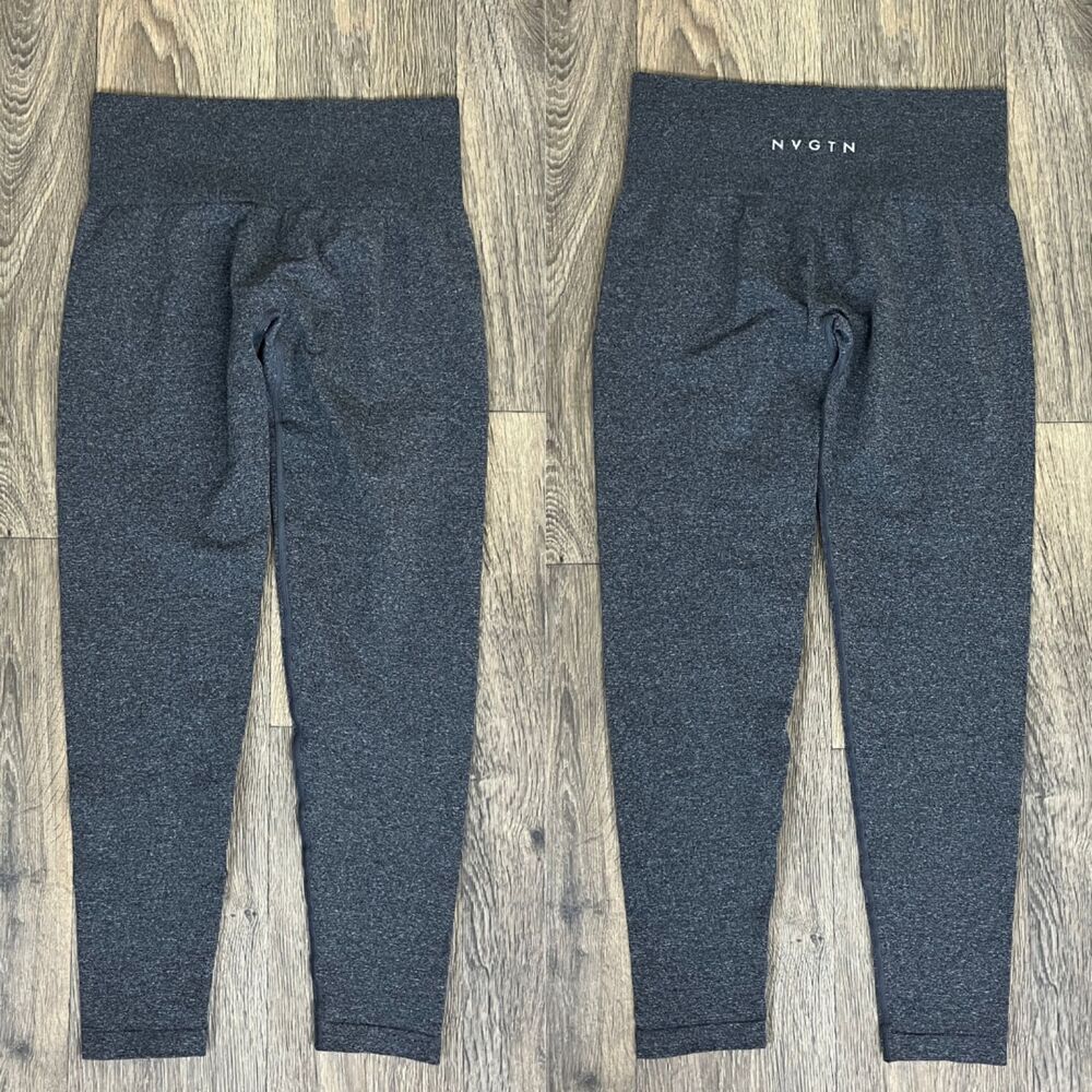NVGTN Women's Size M Grey High Waisted Seamless Pull On Leggings Activewear Yoga